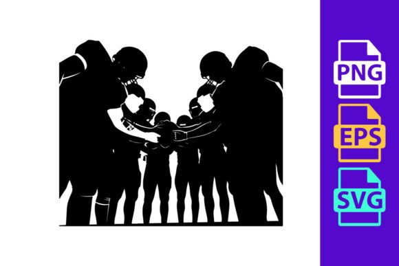 American Football Team Huddle in Unity: Bold Typography for Team Spirit