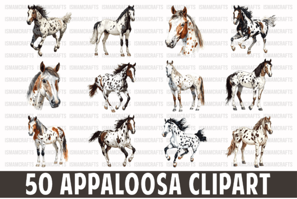Appaloosa Watercolor Clipart Bundle: Dynamic Equine Art