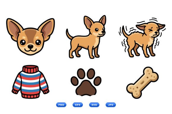 Chihuahua Cartoon Clipart Set: A Playful Design Toolkit