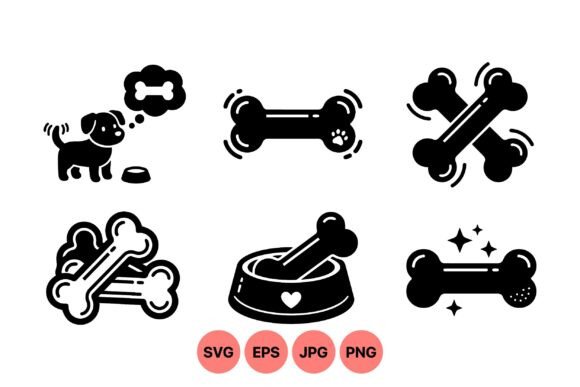 Designing with Playful Canine Energy: The Cute Dog Bone Icon Set