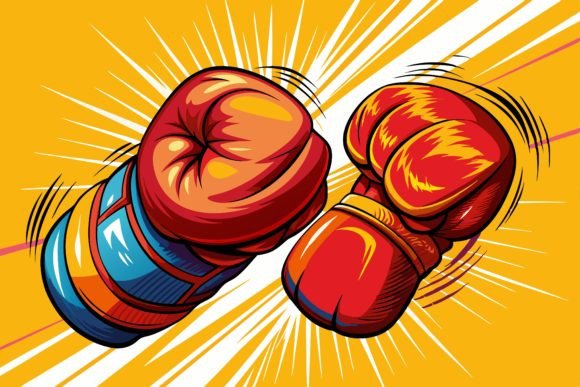 Dynamic Boxing Gloves in Mid-Punch: Capturing Impact in Vector
