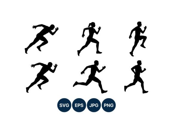 Dynamic Energy: The Running and Jogging Silhouette Vector Set