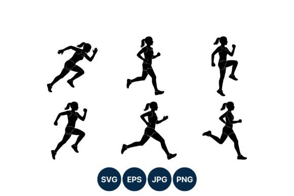 Dynamic Motion: The Power of Running Woman Silhouette Vector Art