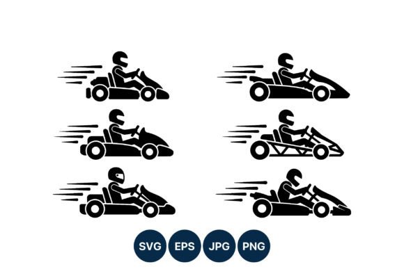 Dynamic Racing Go Karts Vector Silhouettes for Designers