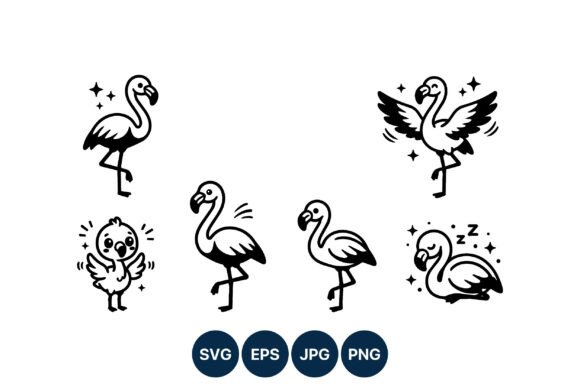 Flamingo Cartoon Bird Vector Set: Your Go-To for Playful Branding