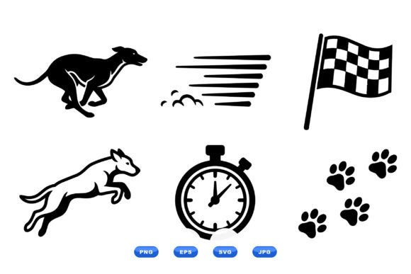 Greyhound Racing SVG Icons for Dynamic Sports Branding