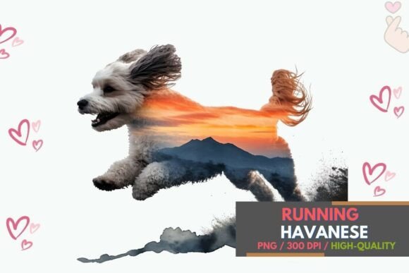 Running Havanese Double Exposure: Dynamic Art for Modern Projects