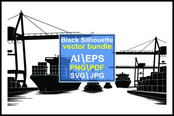 Silhouette Cargo Ships Cranes Shipping: Capturing Industrial Motion