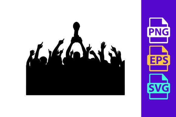 Silhouette of a Crowd Cheering: Dynamic Football Clipart