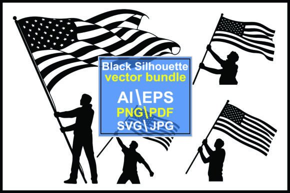 Silhouettes American Flags People Flags: A Designer's Asset