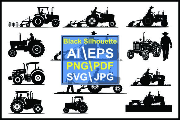 Silhouettes of Tractors and Farmers Work: A Design Asset Deep Dive