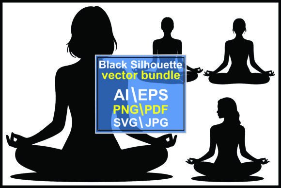 Silhouettes Women Meditating Lotus Posit: A Design Asset for Calm