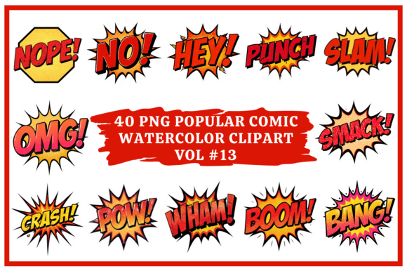Unleash Creative Energy with Popular Comic Watercolor Clipart Vol #13